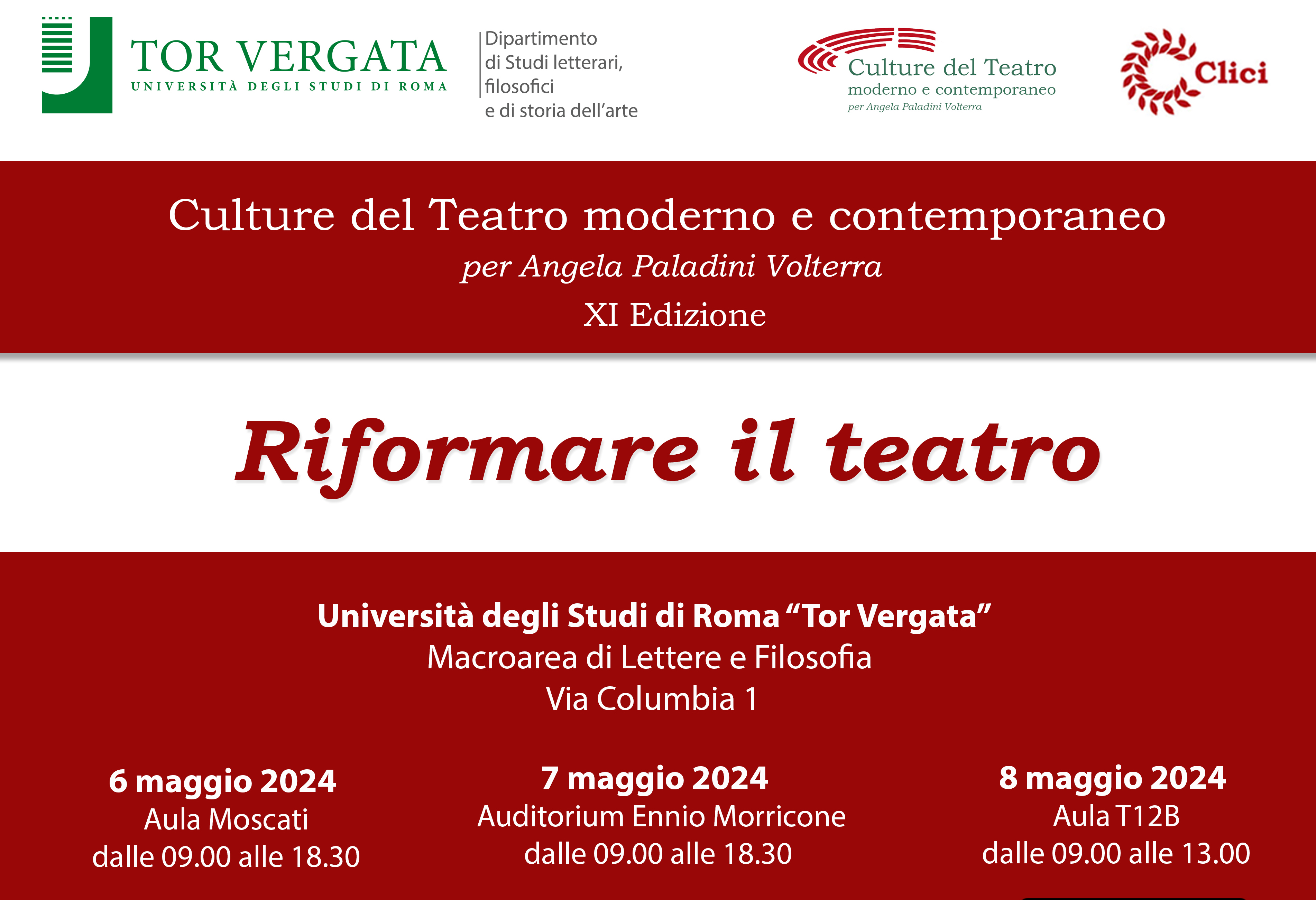 Convegno internazionale di Studi “Culture del Teatro Moderno e Contemporaneo” per Angela Paladini Volterra XI edizione