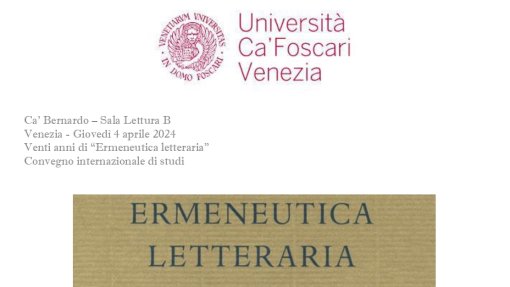 Convegno internazionale di studi &quot;Venti anni di «Ermeneutica letteraria»&quot;