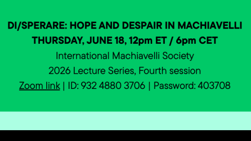 Incontro "Di/sperare: Hope and Despair in Machiavelli"