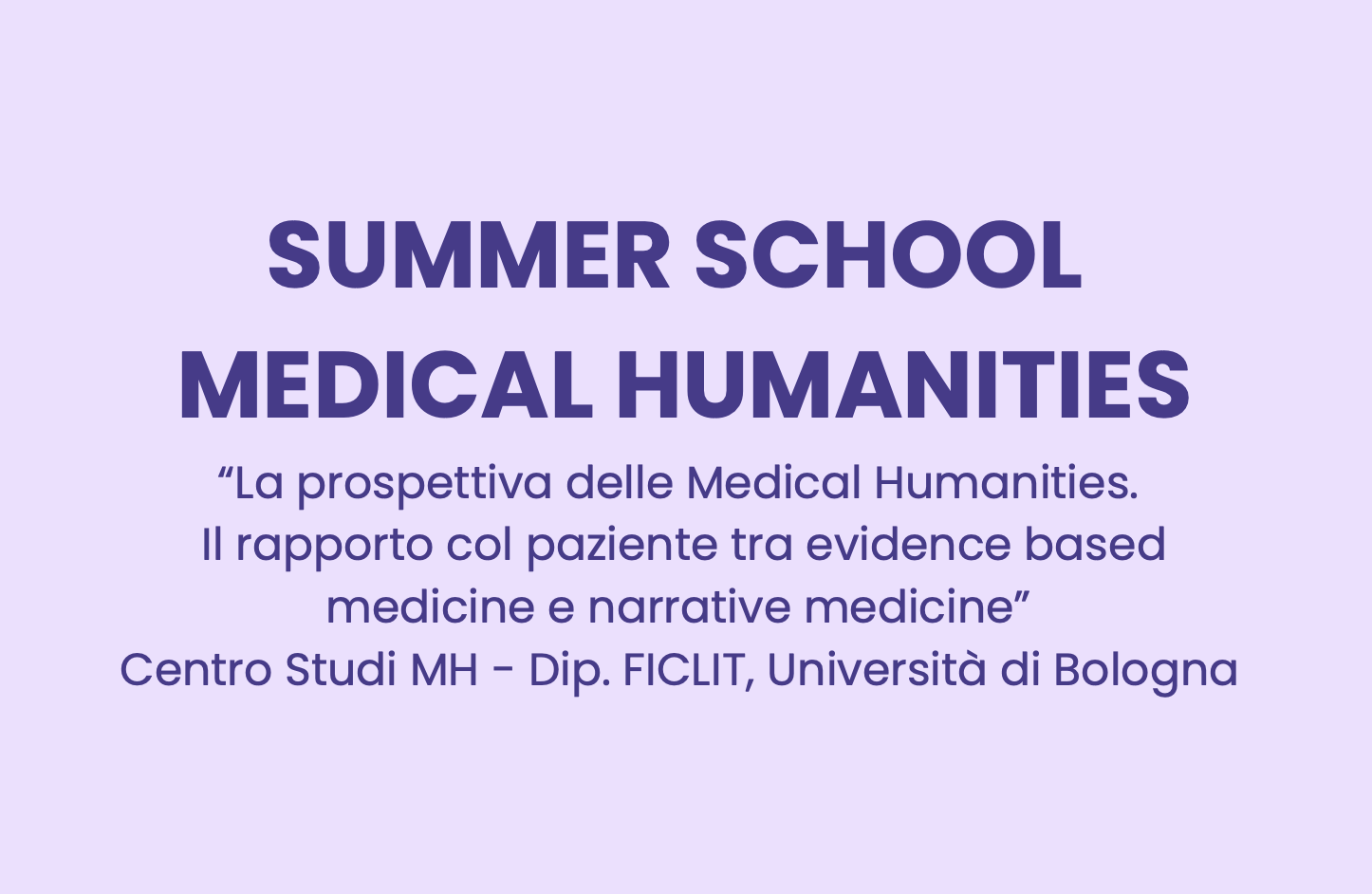 Summer School in Medical Humanities