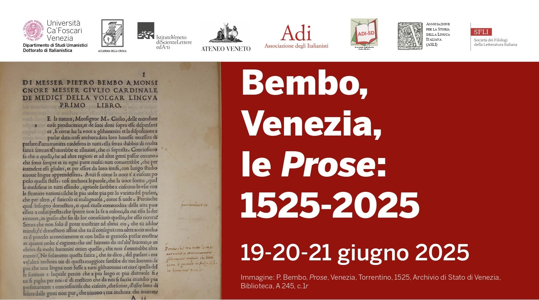 Convegno &quot;Bembo, Venezia, le Prose: 1525-2025&quot;