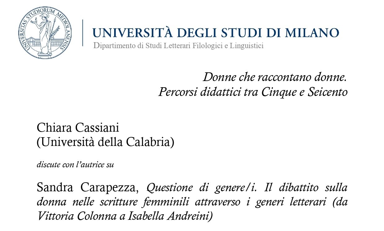 Donne che raccontano donne. Percorsi didattici tra Cinque e Seicento.
