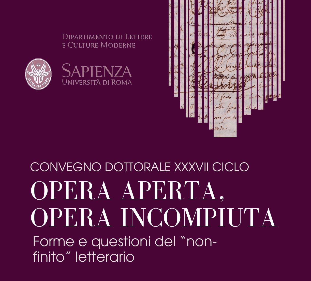 Convegno dottorale &quot;Opera aperta, opera incompiuta&quot;