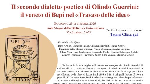 Giornata di Studio: "Il secondo dialetto poetico di Olindo Guerrini: il veneto di Bepi nel «Travaso delle idee»"