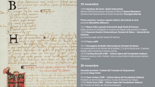 Convegno: &quot;Metrica e retorica: i trattati (sec. XIV-XVI)&quot;