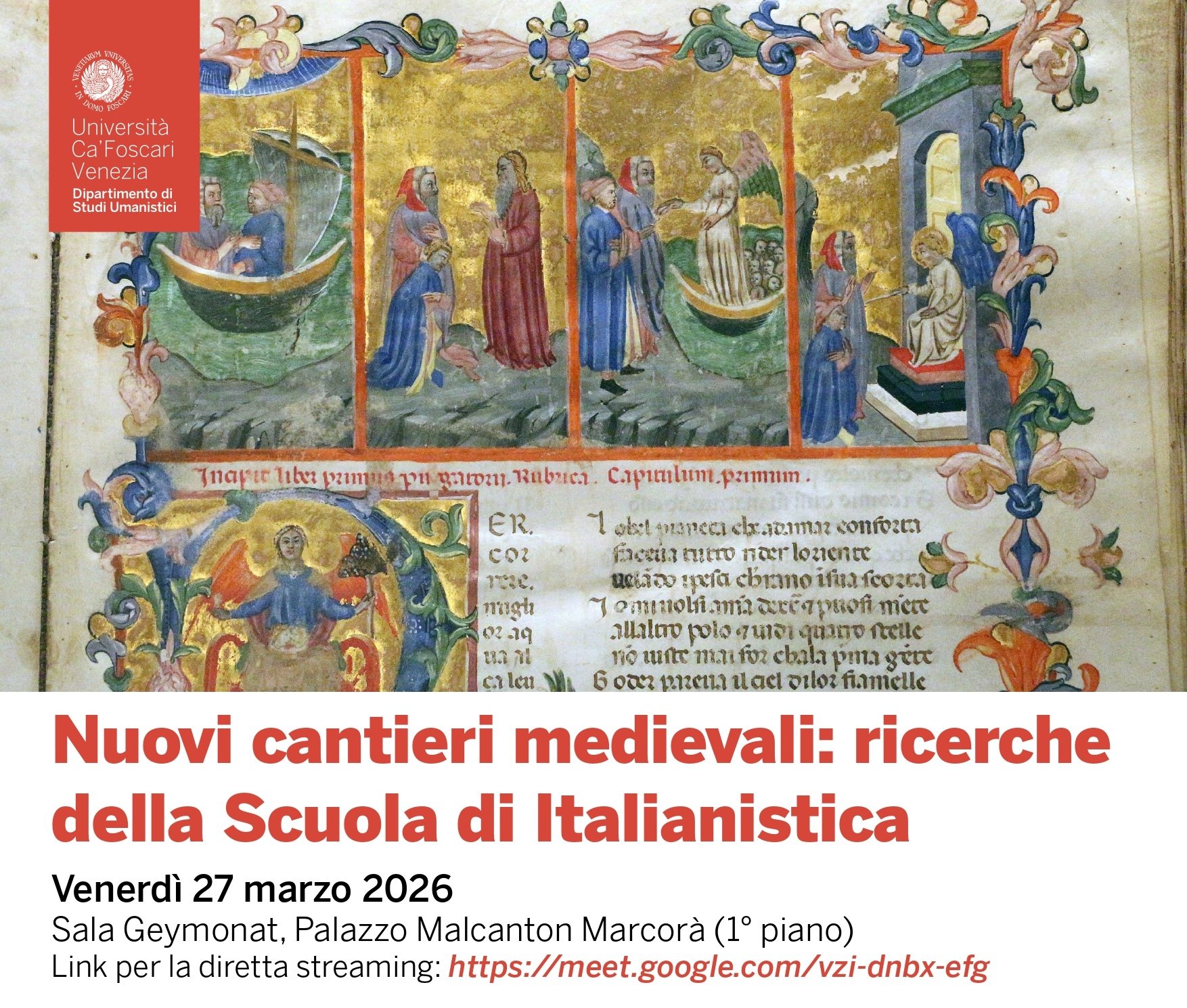 Seminario dottorale: "Nuovi cantieri medievali: ricerche della Scuola di Italianistica"