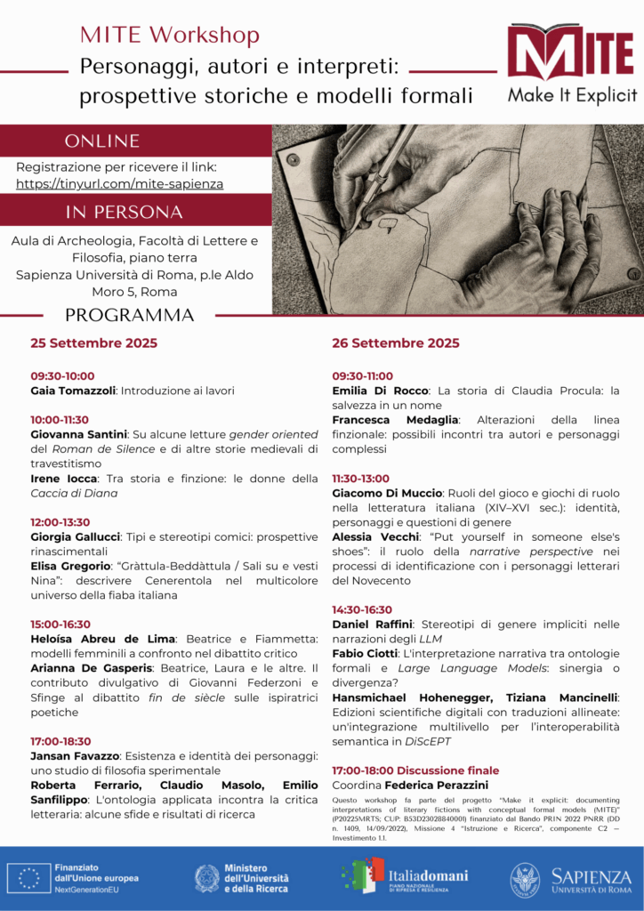 Convegno: &quot;Personaggi, autori e interpreti: prospettive storiche e modelli formali&quot;