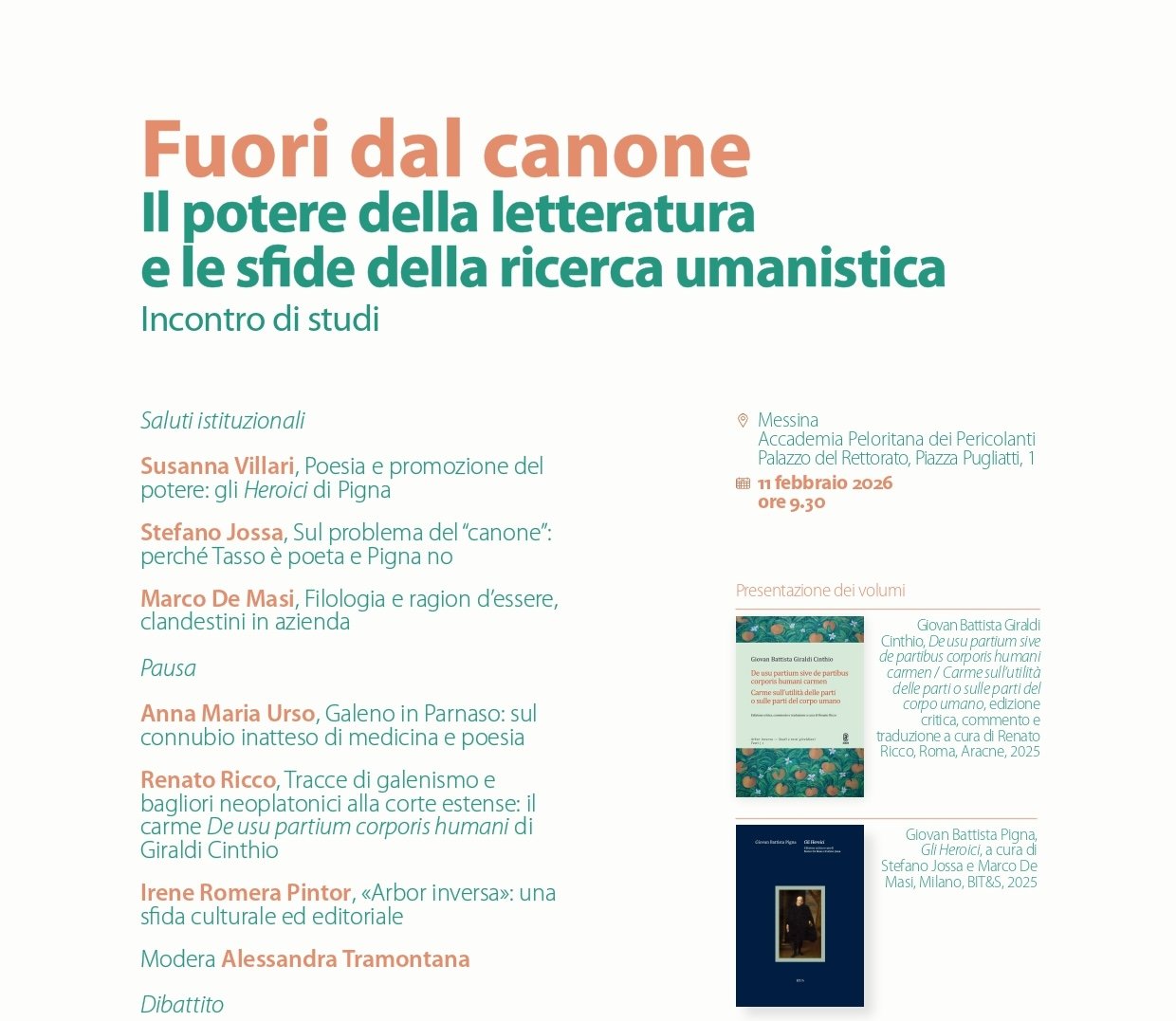 Incontro di studi: "Fuori dal canone. Il potere della letteratura e le sfide della ricerca umanistica"