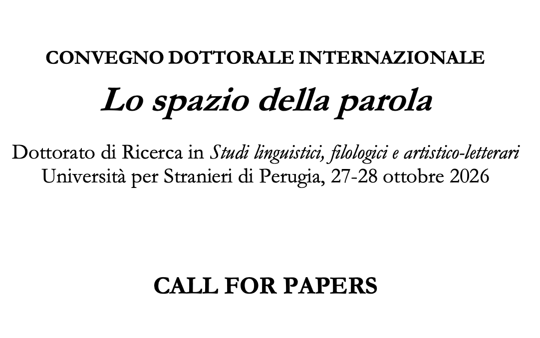 Cfp Convegno dottorale "Lo spazio della parola"