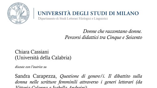 Donne che raccontano donne. Percorsi didattici tra Cinque e Seicento.