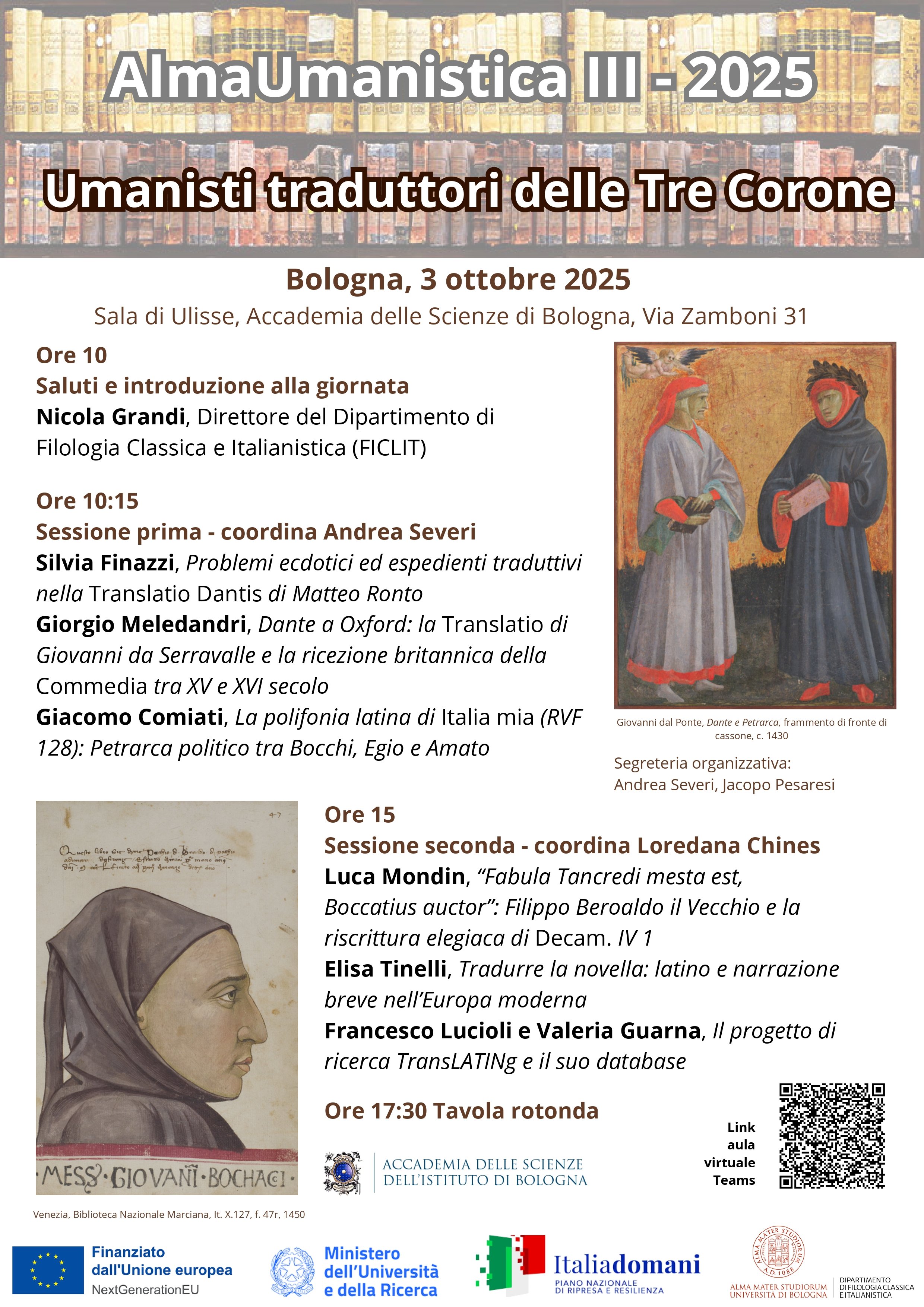 Convegno &quot;AlmaUmanistica 2025. Umanisti traduttori delle Tre Corone&quot;