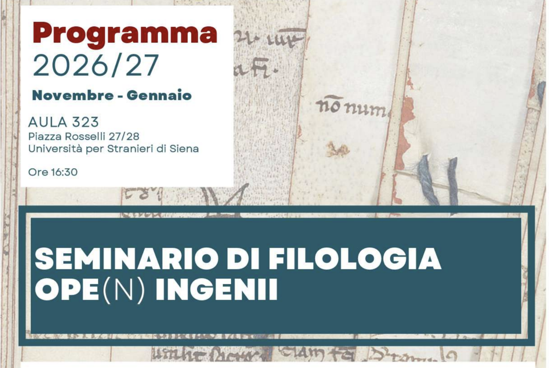 Ciclo di seminari di Filologia "Ope(n) ingenii"