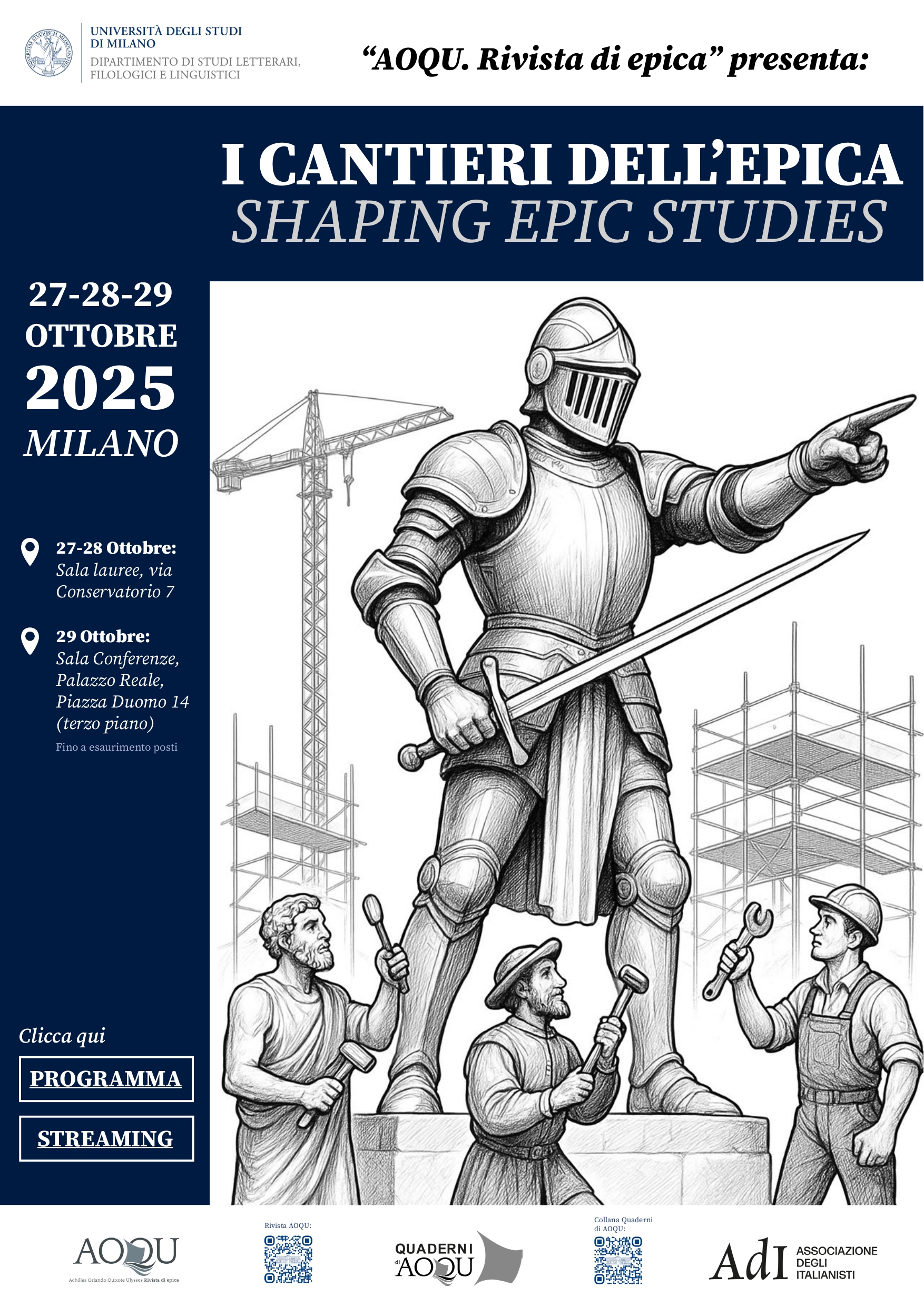 «AOQU. Rivista di epica» presenta: &quot;I cantieri dell&#039;epica. Shaping Epic Studies&quot;